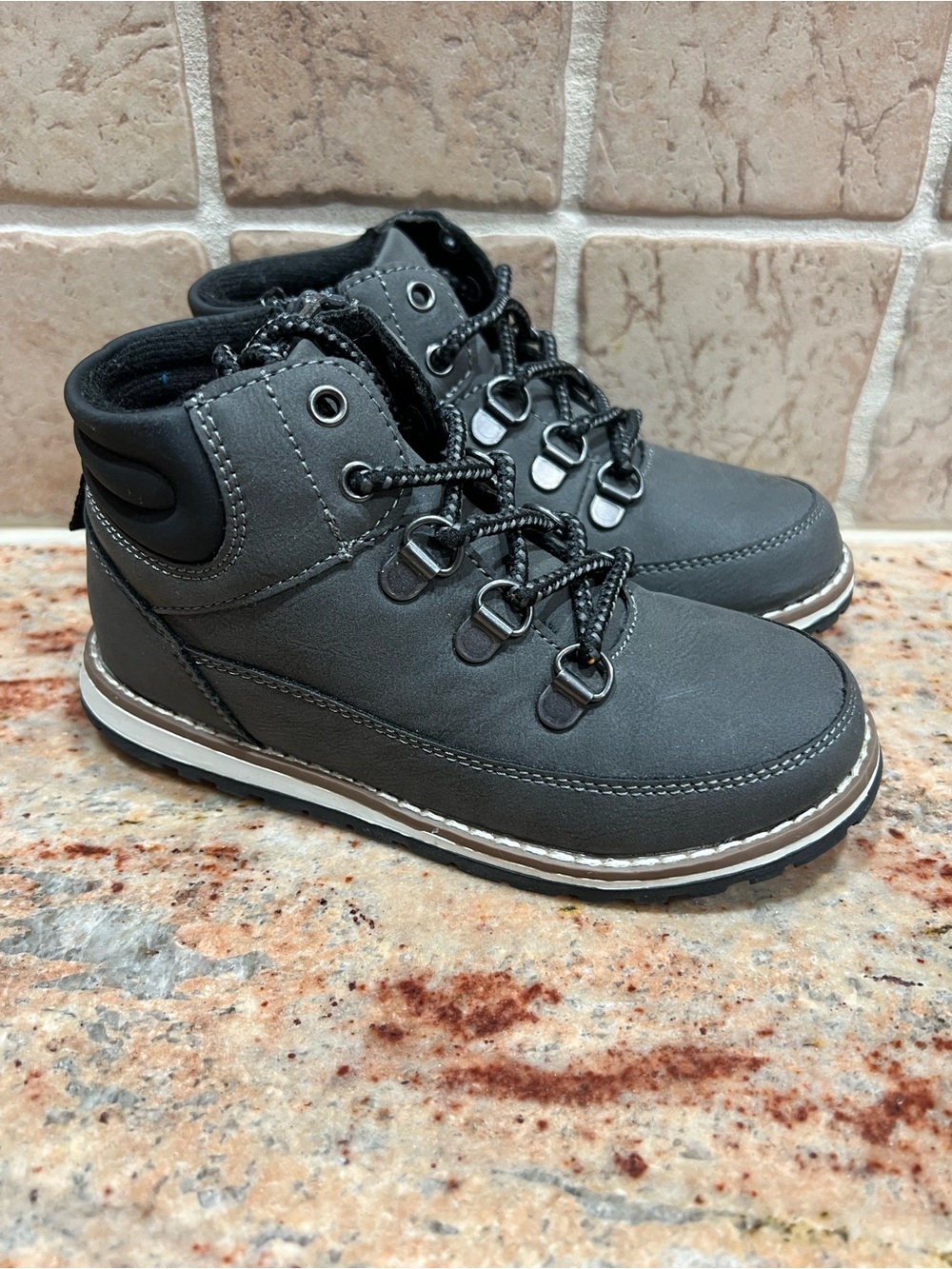 The Children's Place Charcoal Gray Lace-Up Kids Boots